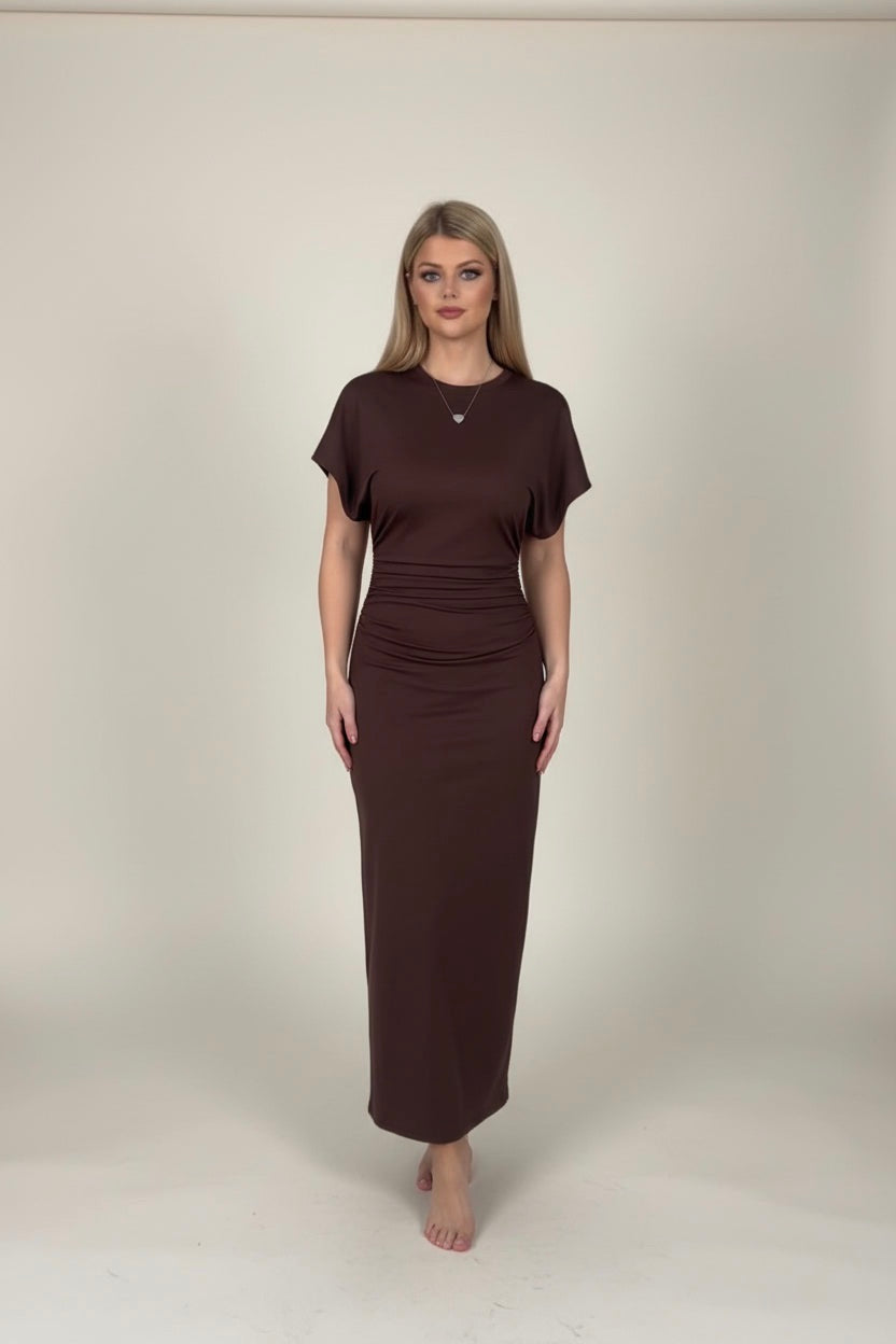 Aurelia Midi Dress - Brown