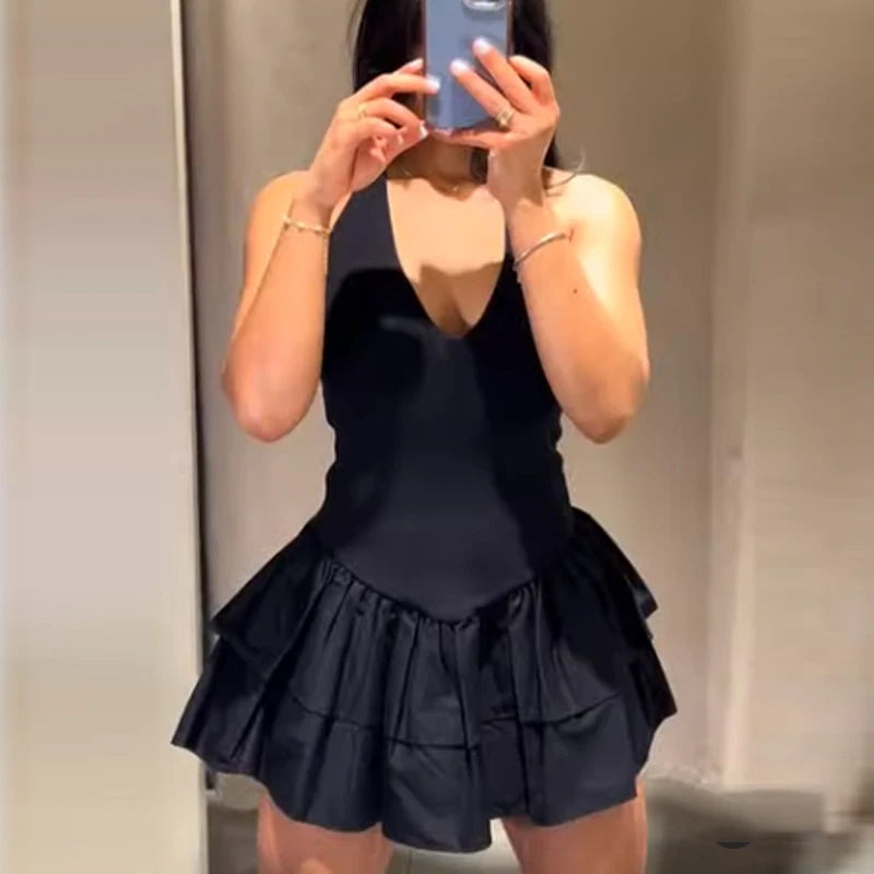 Daisy Halter Ruffle Mini Dress
