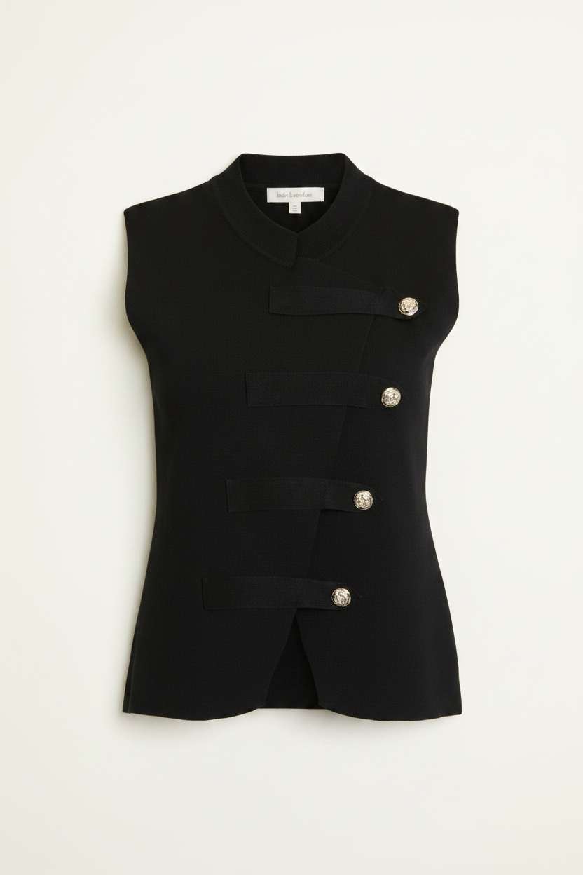 Elara Knit Top in Black - Studio Flat Lay
