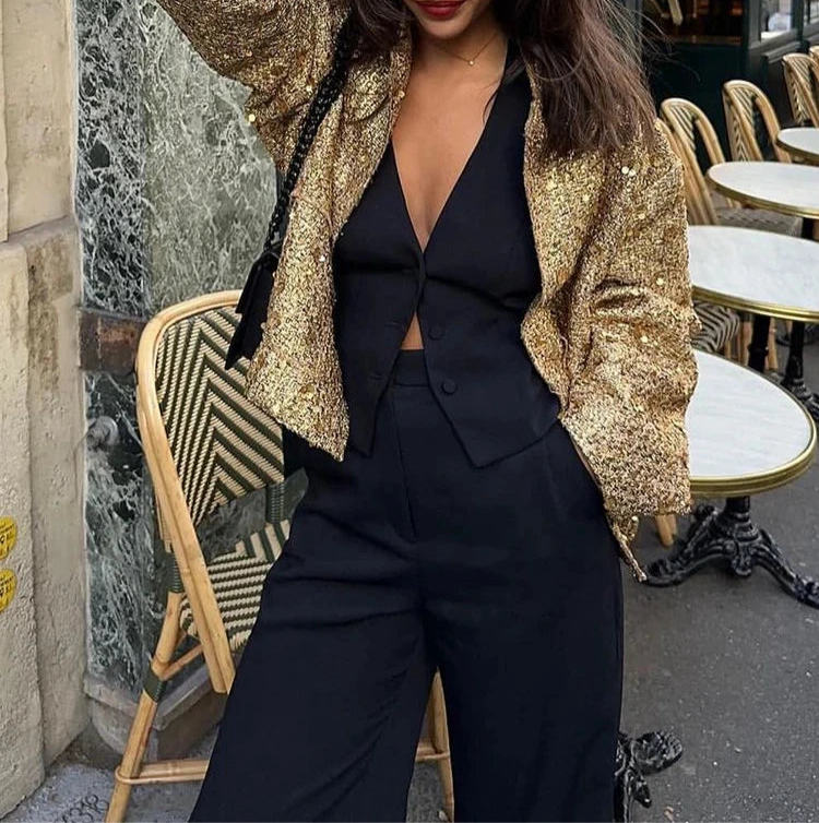Agnes Sequin Bomber Jacket