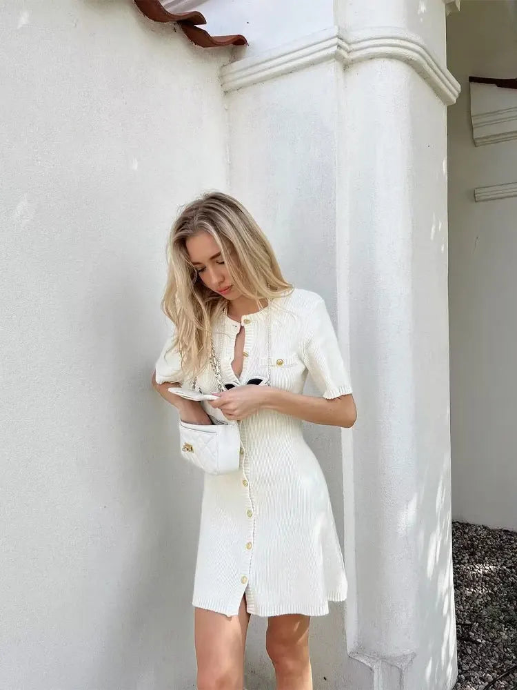 Araminta Button Short Sleeve Dress