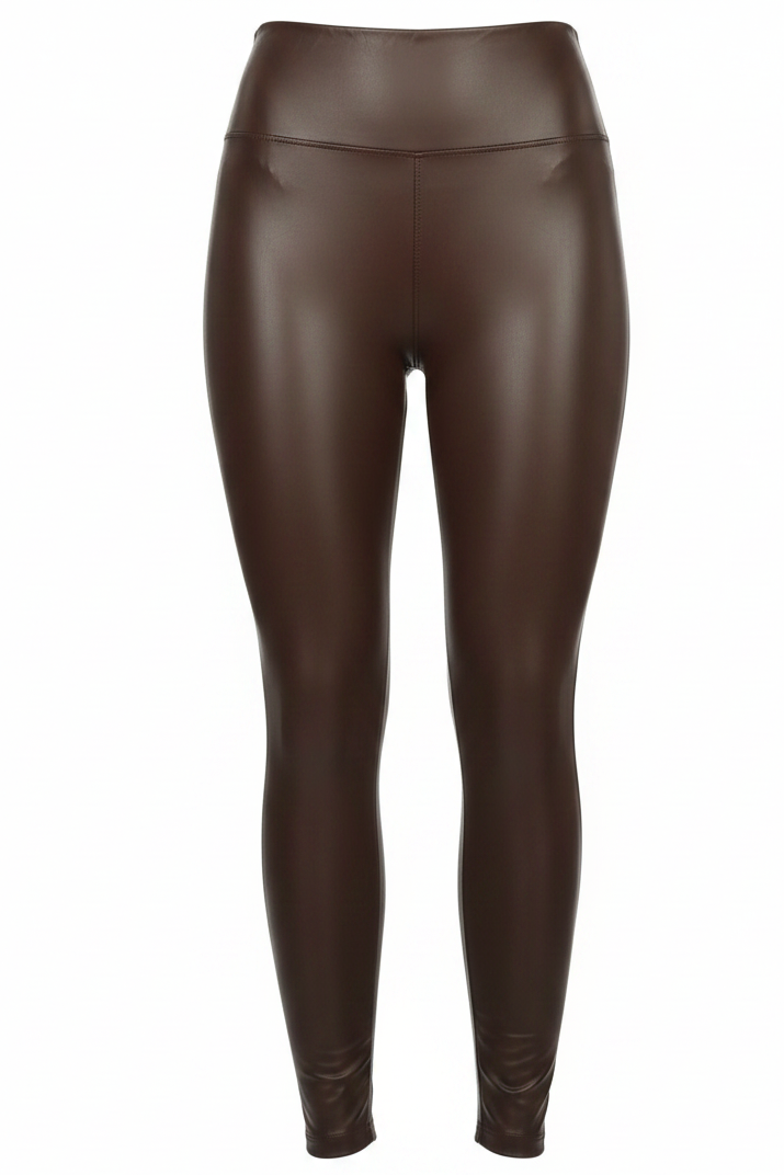Sienna Luxe Faux Leather Leggings - Chocolate