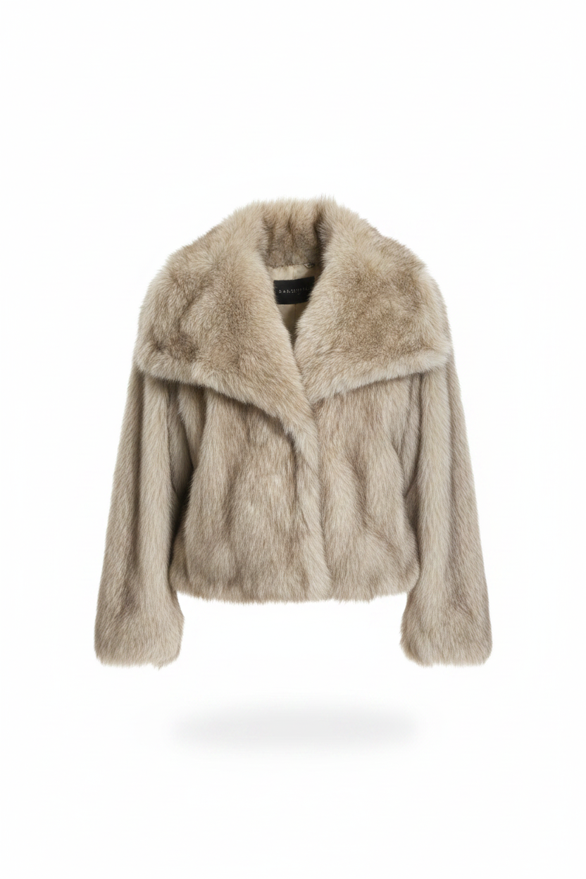 Bella Oversized Faux Fur Jacket in Taupe