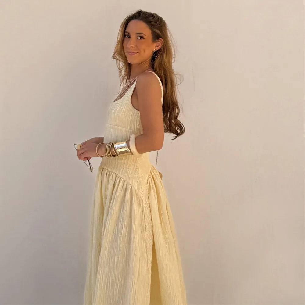 Backless Square Neck A-Line Charlotte Maxi Dress