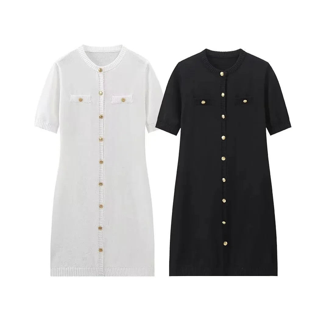 Araminta Button Short Sleeve Dress