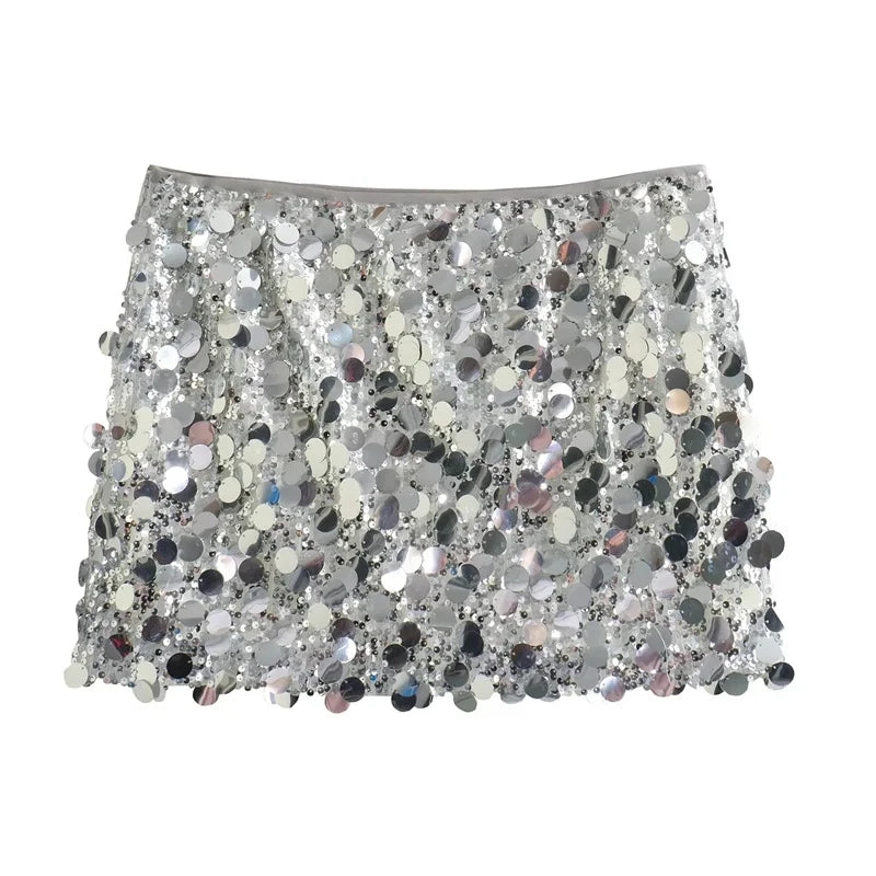 Arabella Silver Sequin Skirt