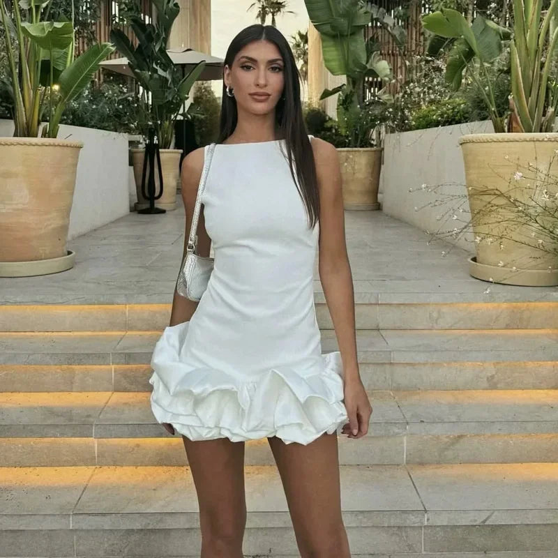 Georgia Ruffled Backless Bodycon Mini Dress