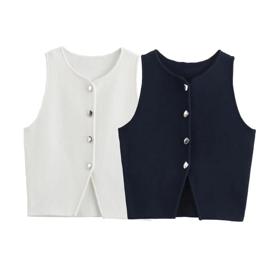 Cropped Asymmetrical Lucy Knit Vest