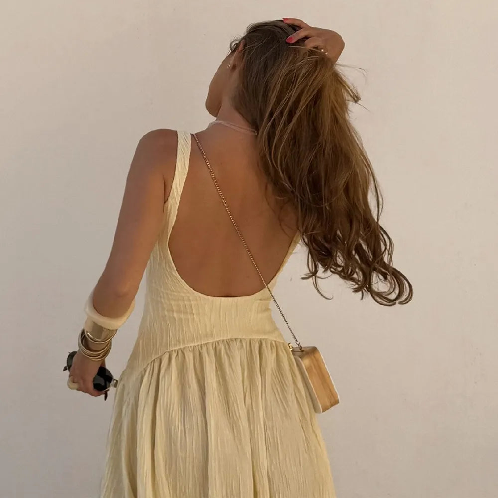 Backless Square Neck A-Line Charlotte Maxi Dress