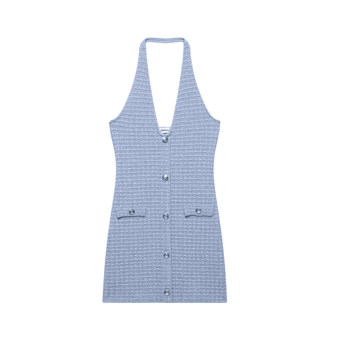 Clara Button Halter Mini Dress