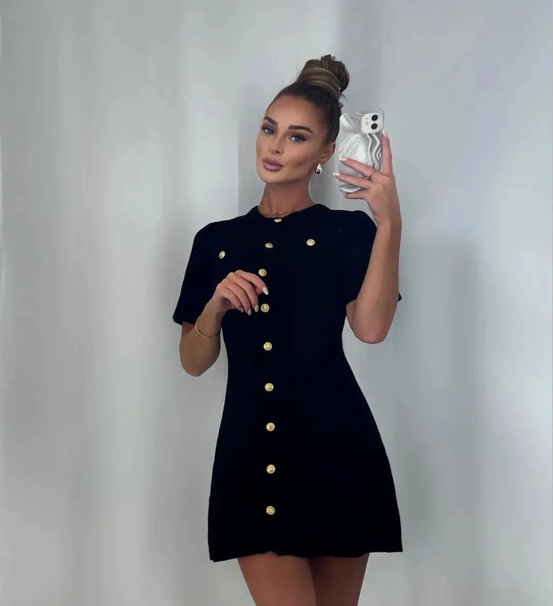 Araminta Button Short Sleeve Dress