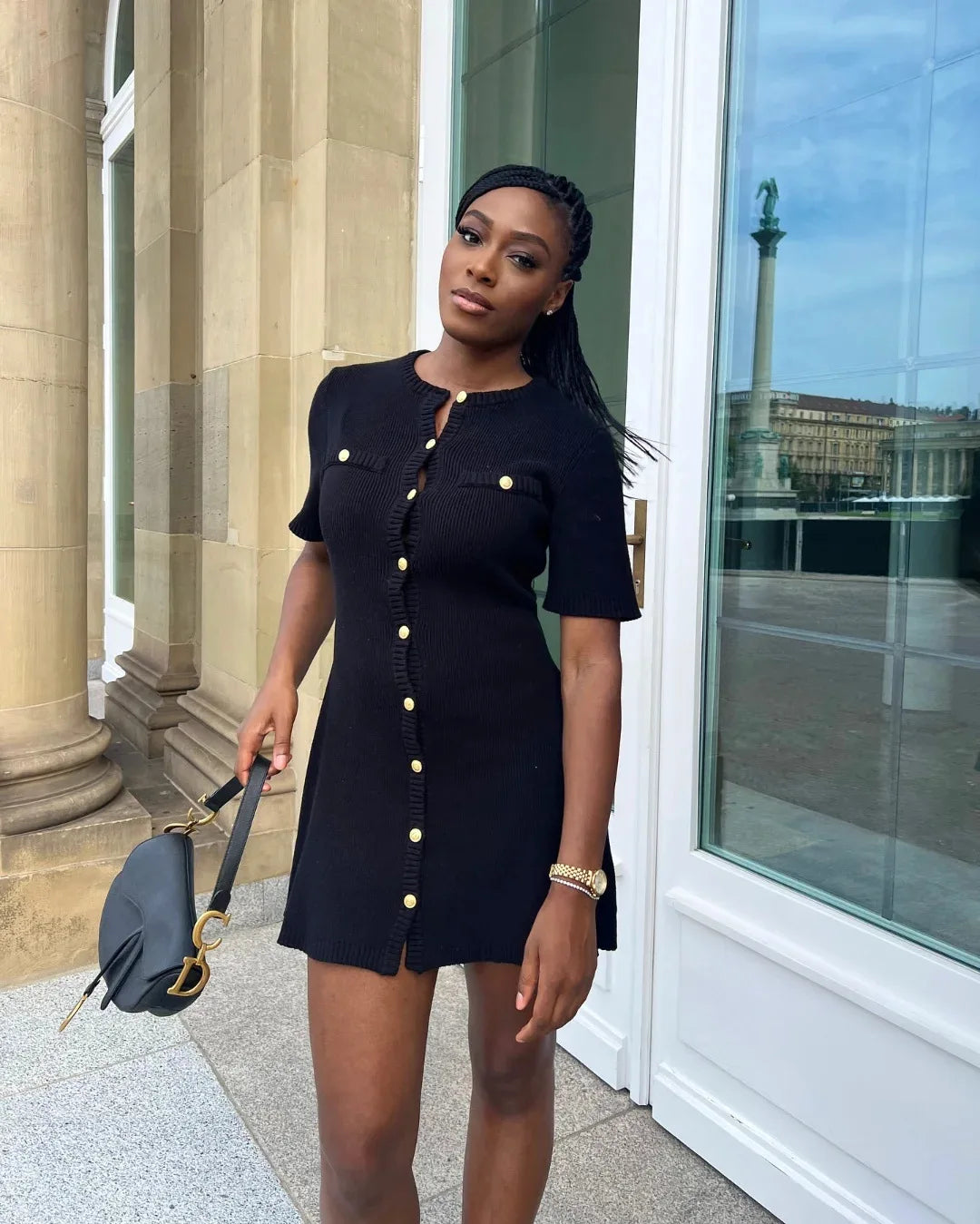 Araminta Button Short Sleeve Dress