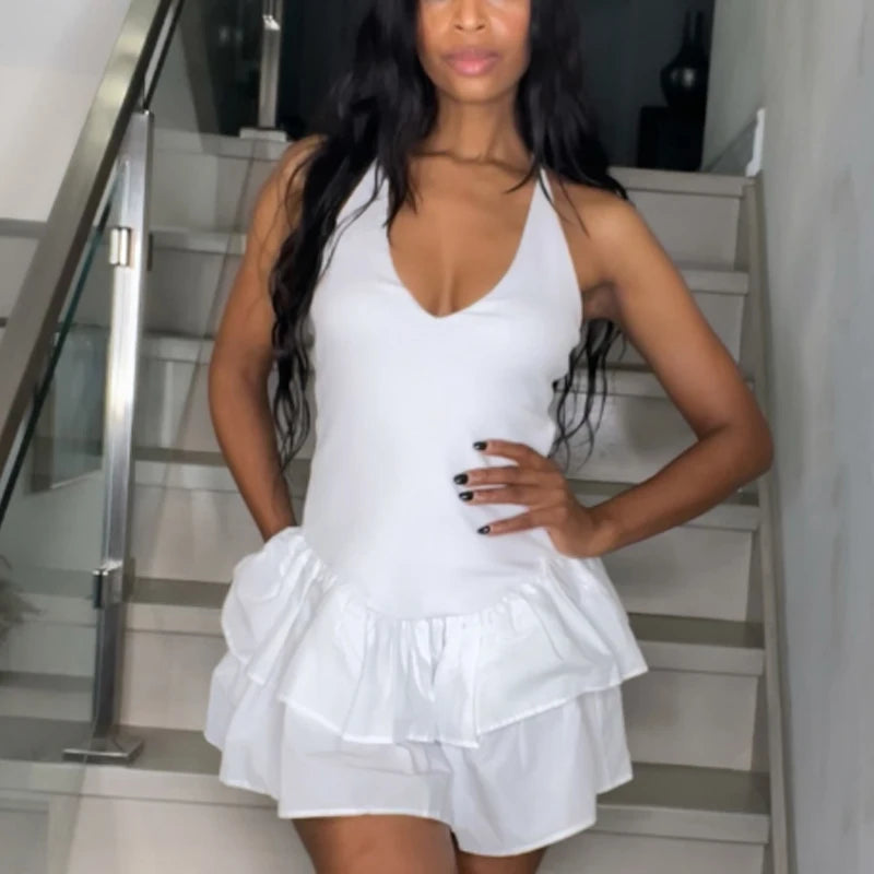 Daisy Halter Ruffle Mini Dress