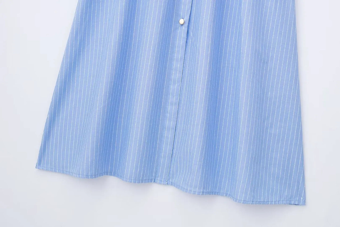 Celine Blue Striped Belted Shirt Dress