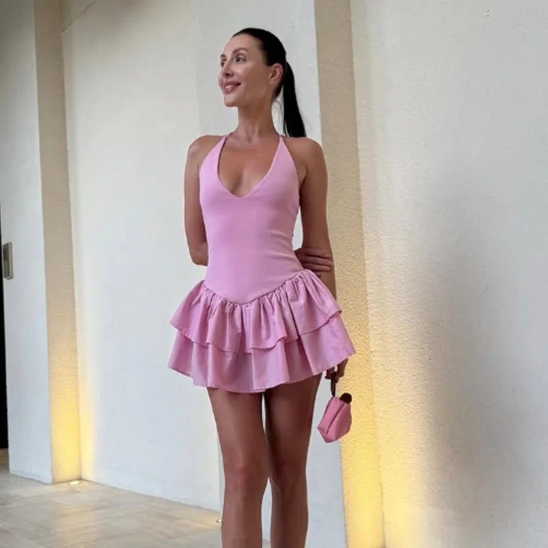 Daisy Halter Ruffle Mini Dress