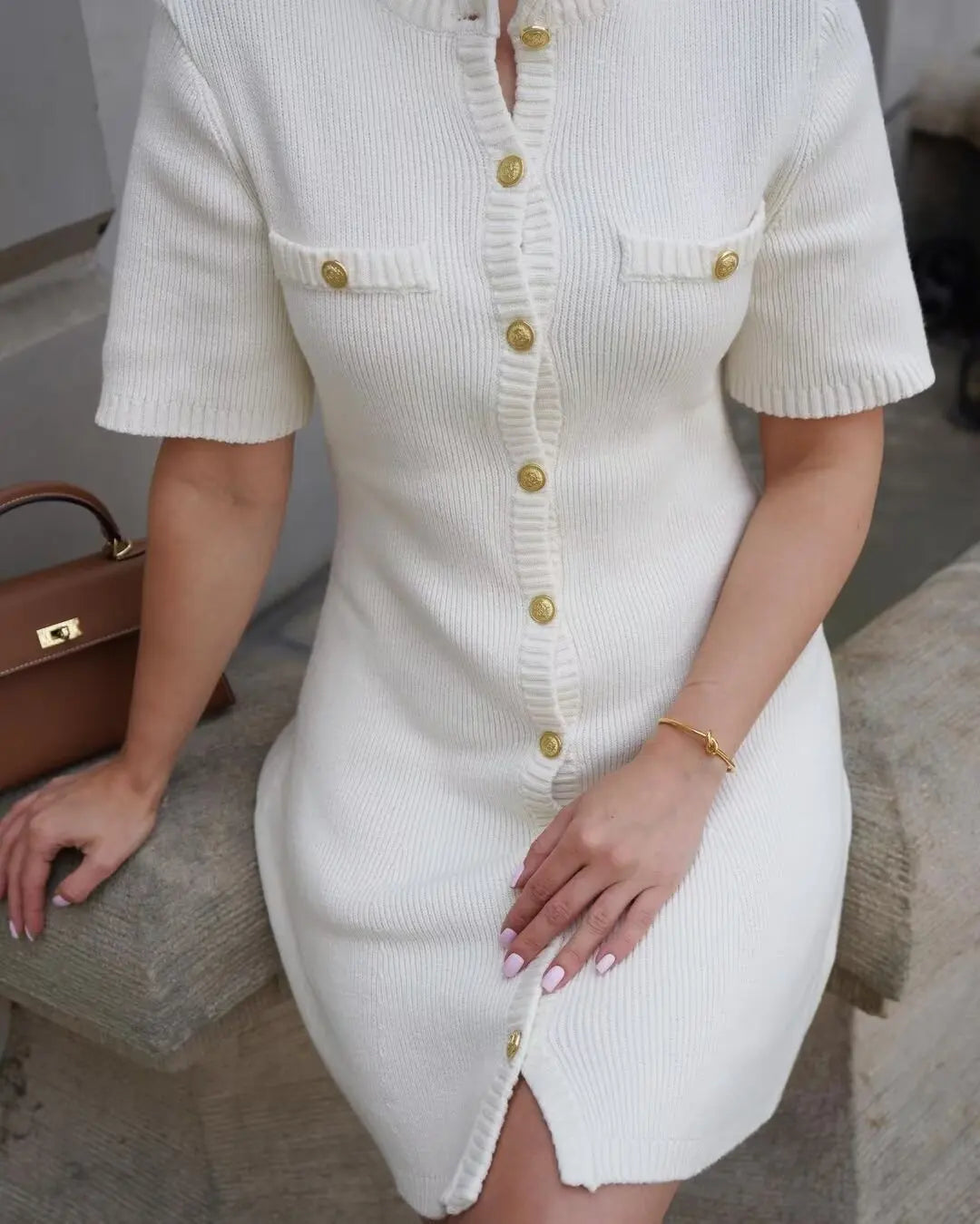 Araminta Button Short Sleeve Dress