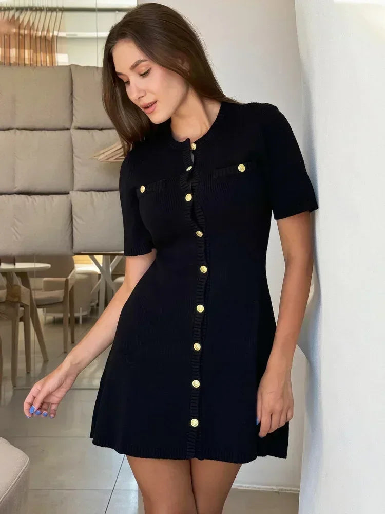 Araminta Button Short Sleeve Dress