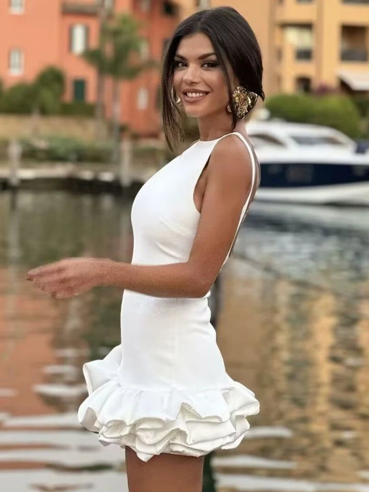 Georgia Ruffled Backless Bodycon Mini Dress