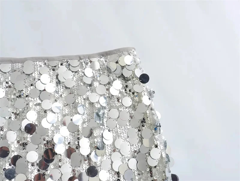 Arabella Silver Sequin Skirt