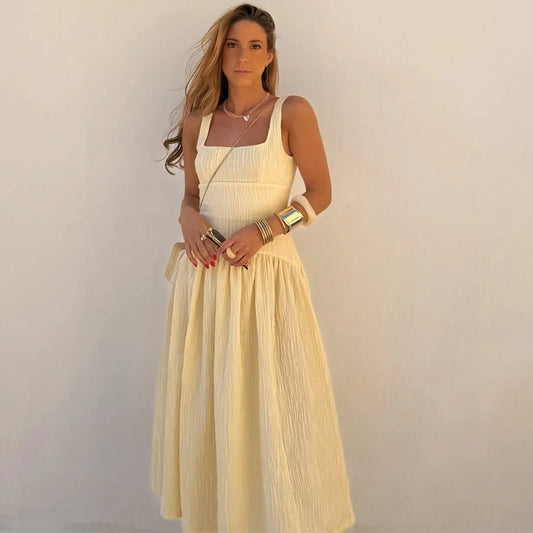 Backless Square Neck A-Line Charlotte Maxi Dress