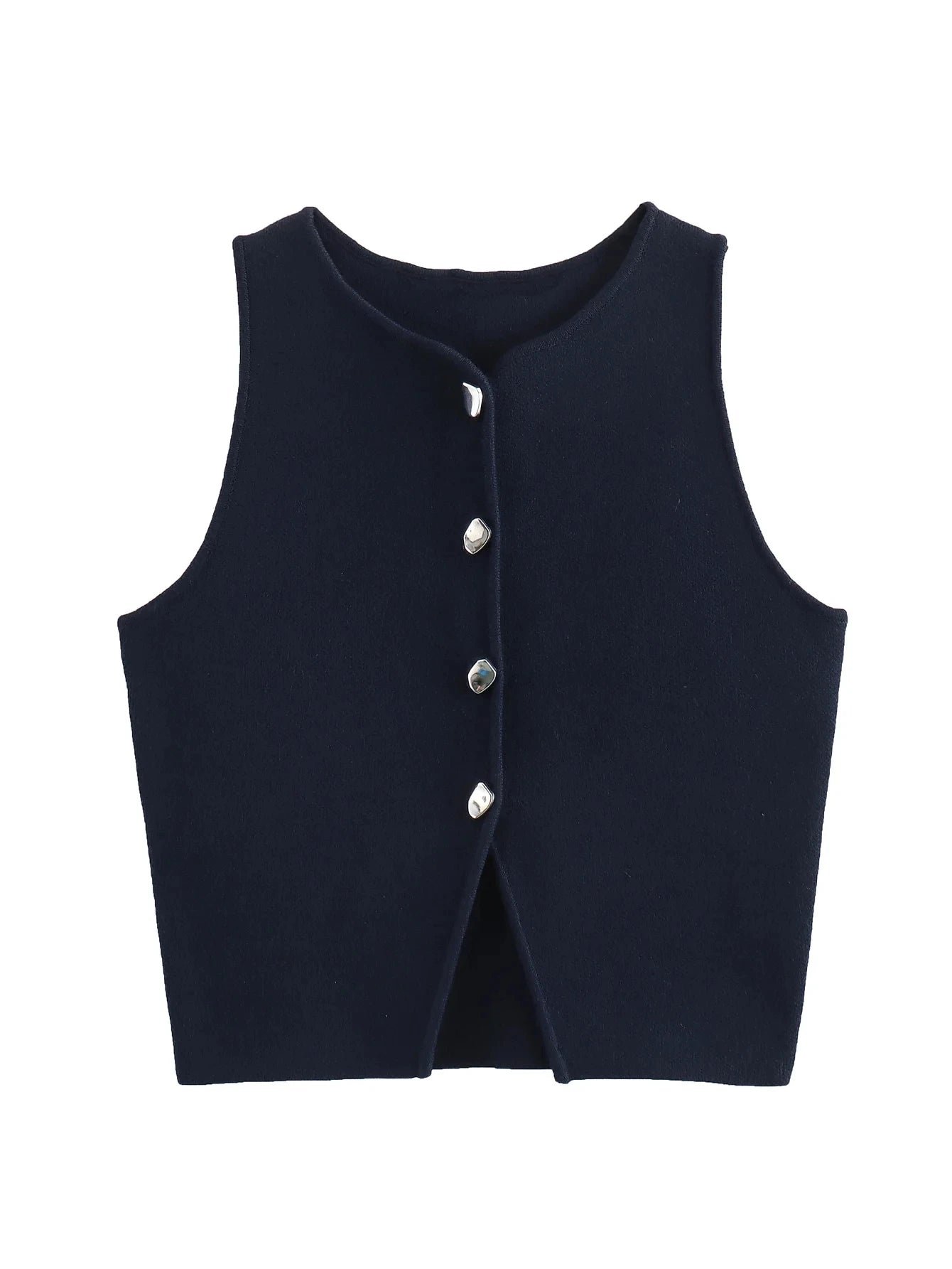 Cropped Asymmetrical Lucy Knit Vest