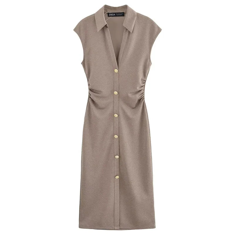 Felicity Button Midi Dress