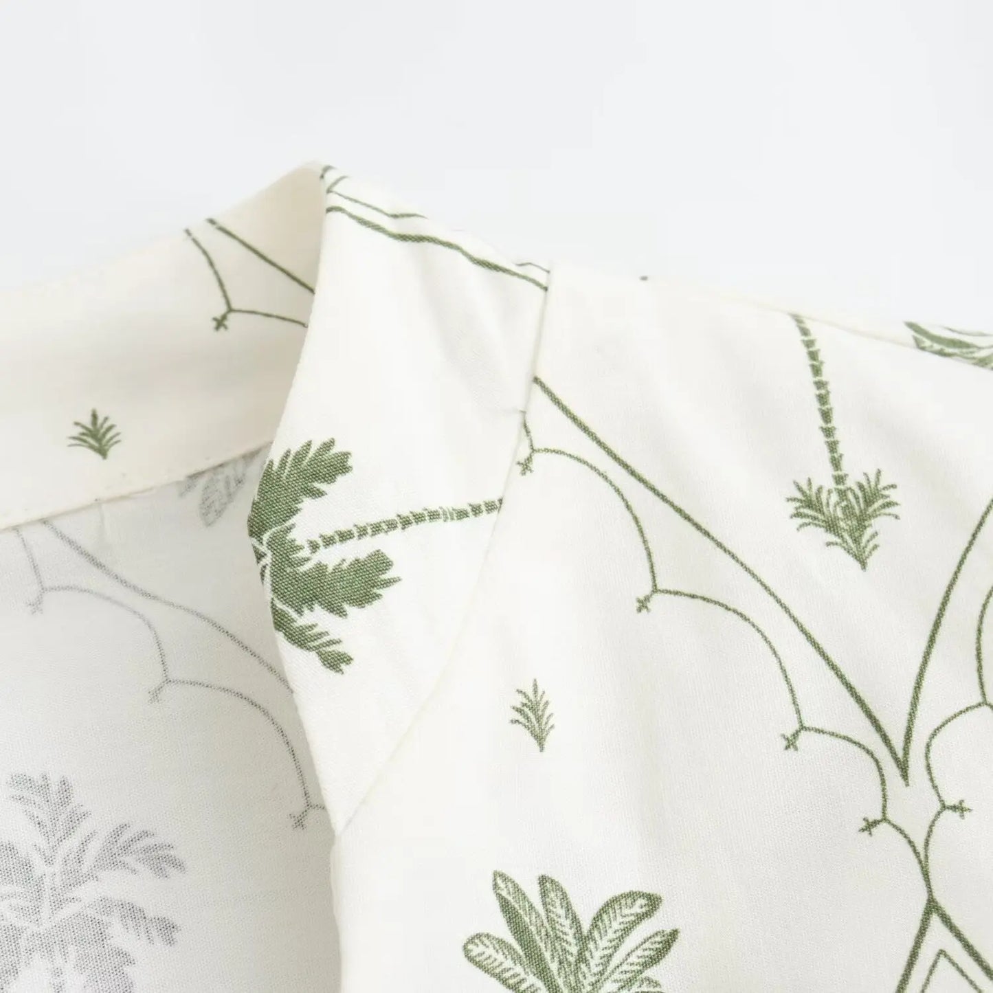 Cornelia Palm Tree Print Long Sleeve V-Neck Belt Dress