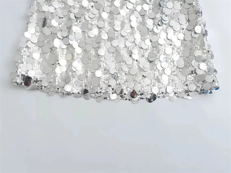 Arabella Silver Sequin Skirt