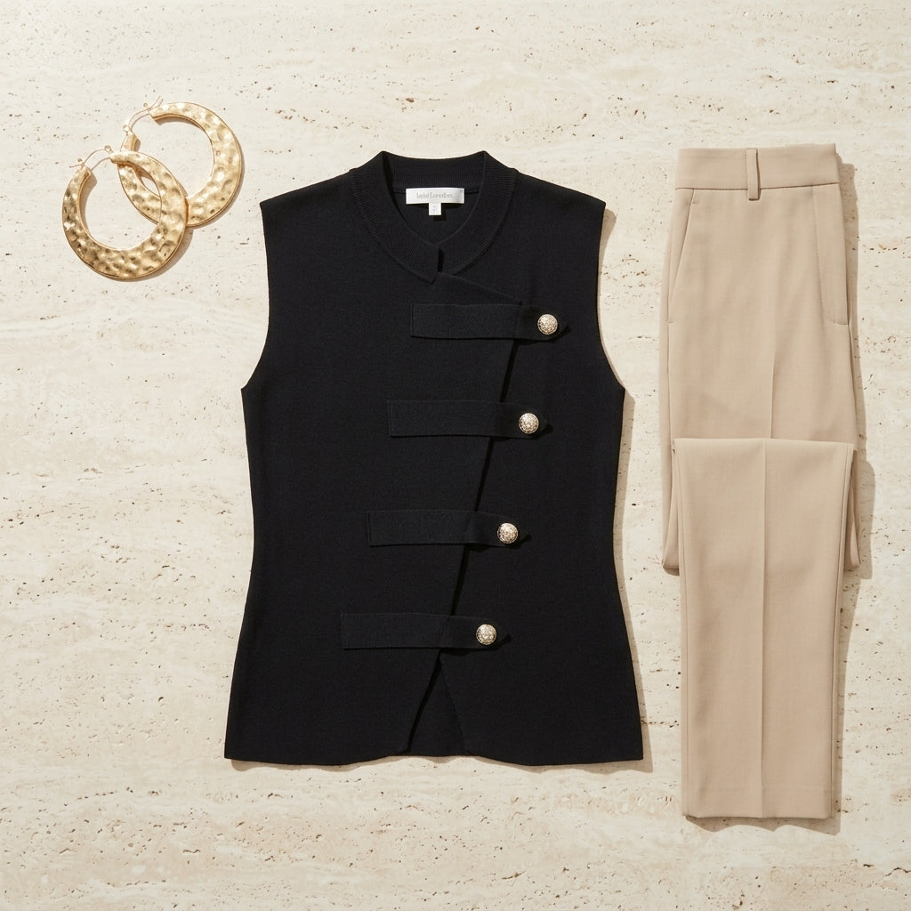 Elara Knit Top in Black - Flat Lay Styling