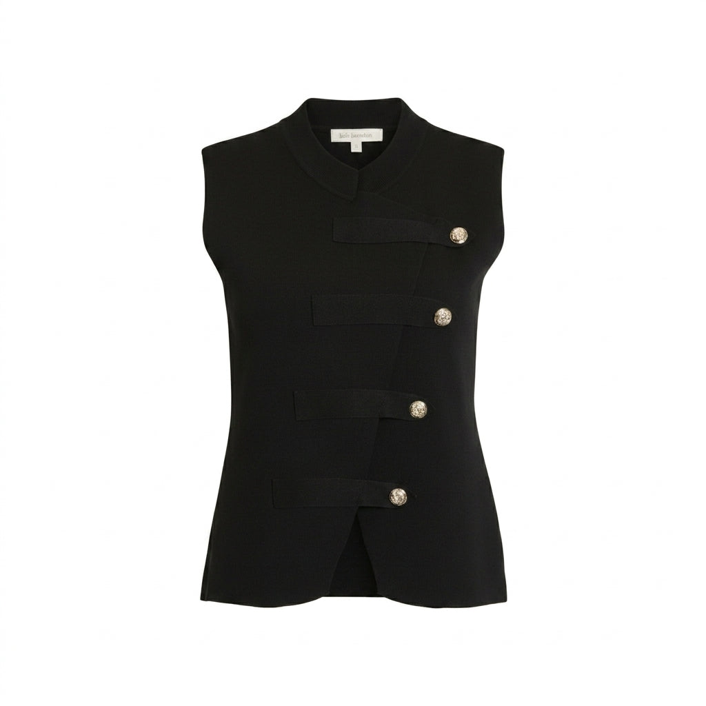 Elara Knit Top in Black - Front View