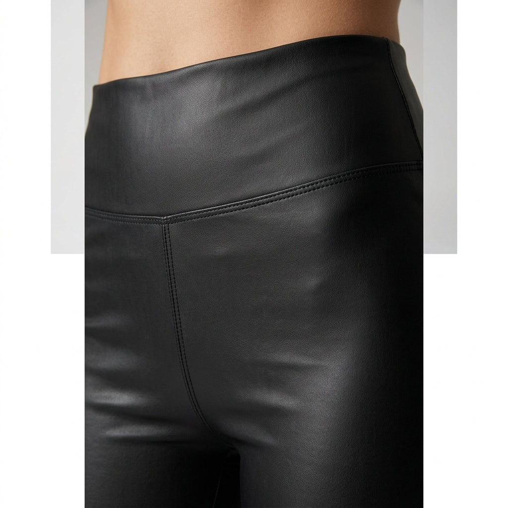 Sienna Luxe Faux Leather Leggings - Fabric & Waistband Detail