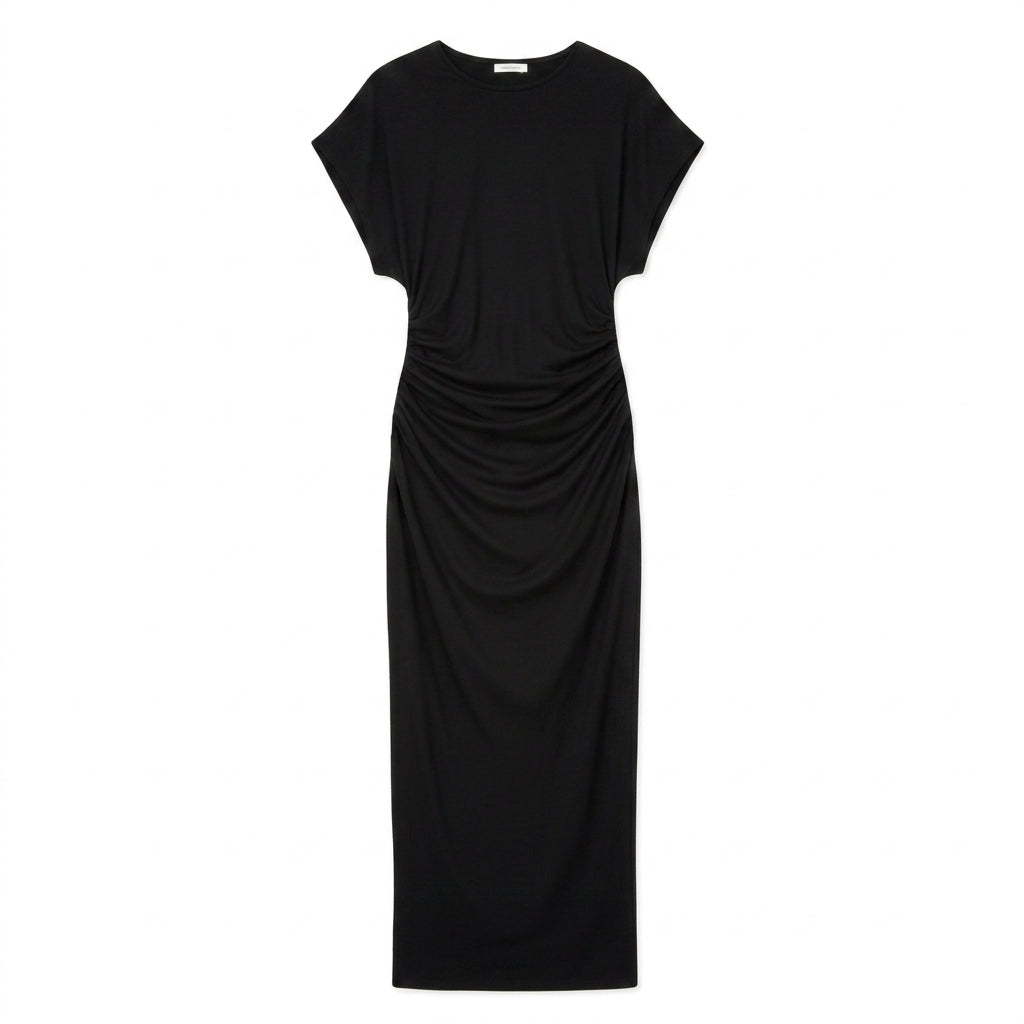 Aurelia Midi Dress in Black - Studio White Background