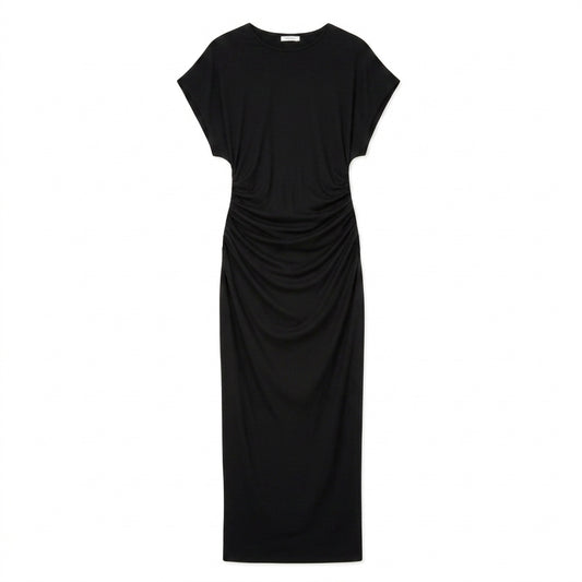 Aurelia Midi Dress in Black - Studio White Background