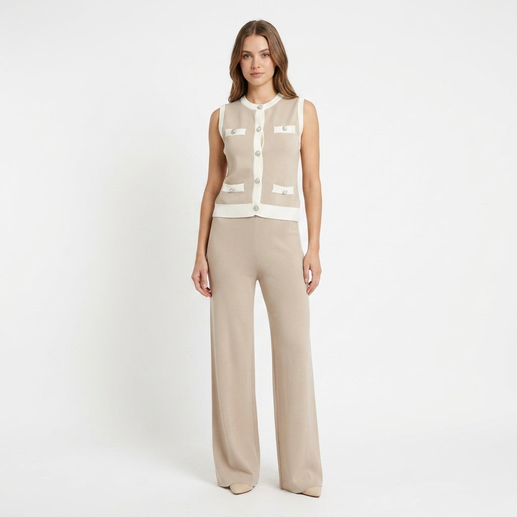 Vivienne Knit Co-Ord in Beige - Studio Hero Shot