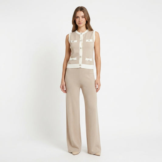 Vivienne Knit Co-Ord in Beige - Studio Hero Shot